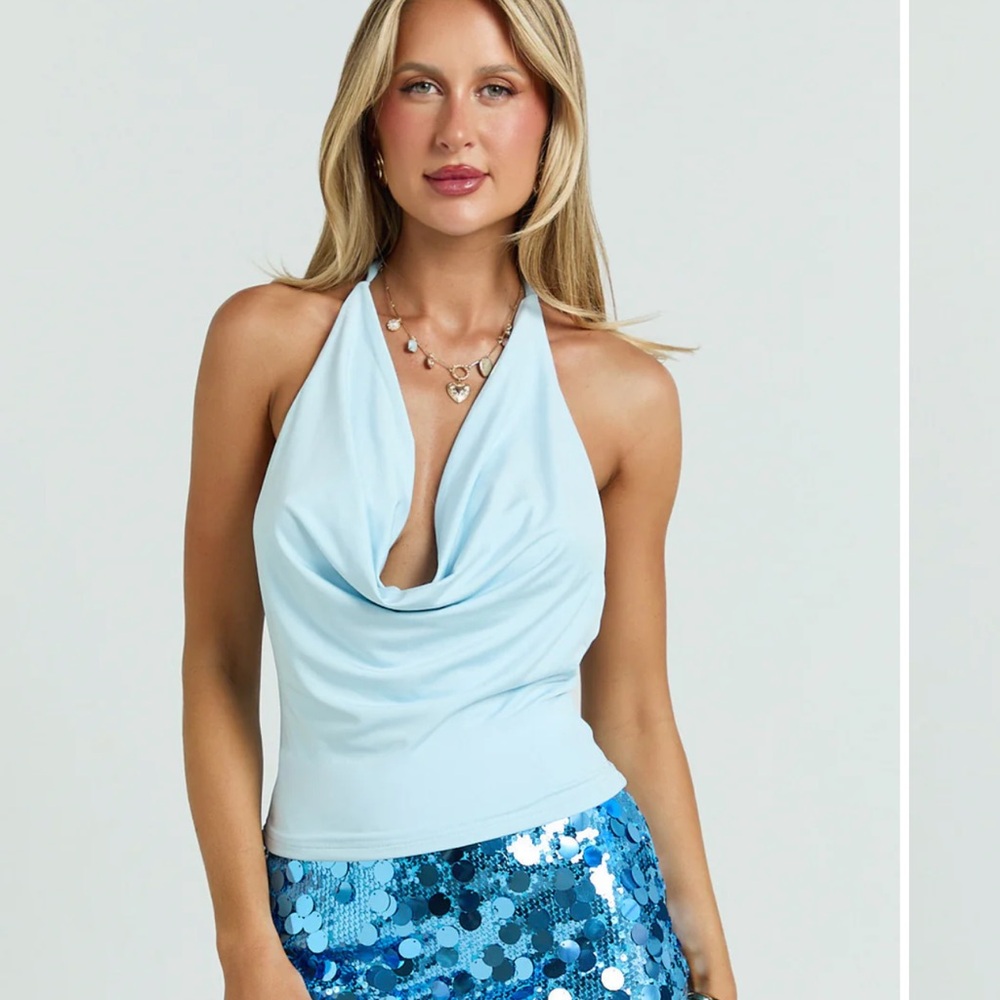 Showpo Sky Blue Draped Camisole